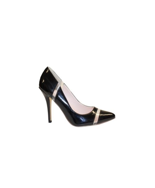 Black Patent Pumps with Clear Accents