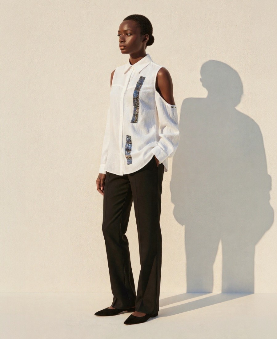 Crinkle Blouse White Model 1 3_4