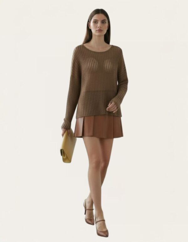 Sheer Ribbed Knit Top SW-78-2